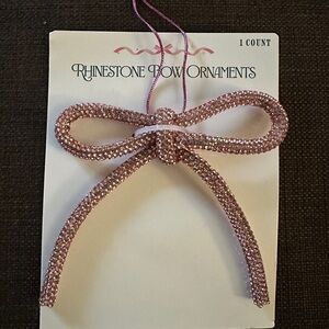 Rhinestone Bow Ornament in Pink